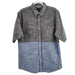 Ocean Current Gray and Blue Color Block Short Sleeve Shirt Size XL